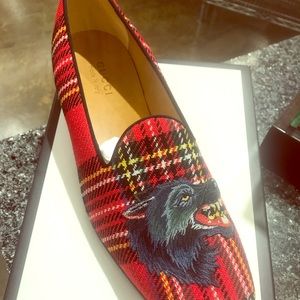Men’s Gucci Tartan Wolf Head Plaid Loafers
